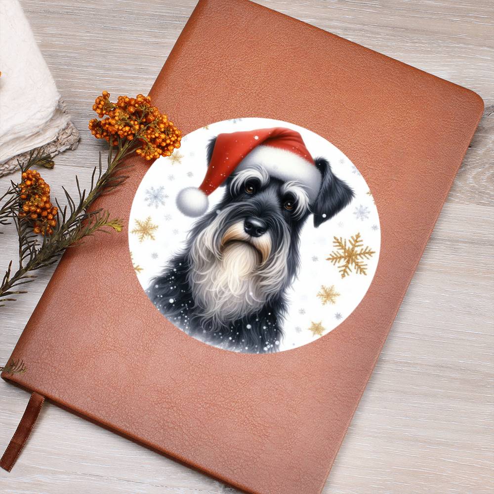 Christmas Dog - Giant Schnauzer - Vegan Leather Journal