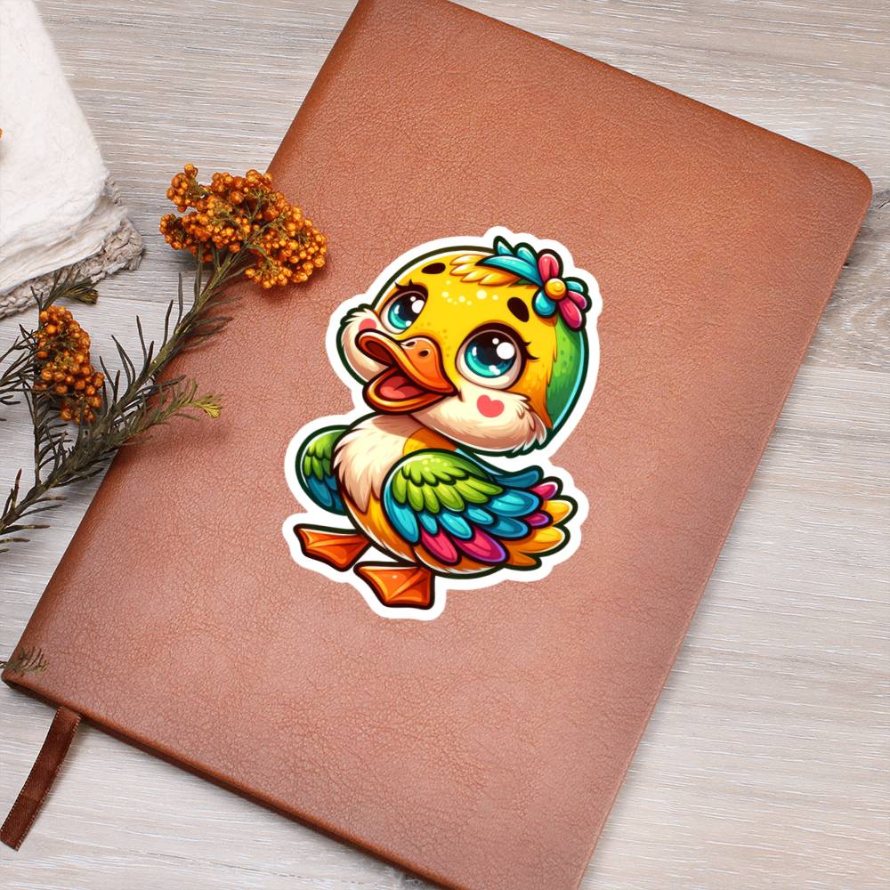 Cute Duck sticker 41 - Vegan Leather Journal