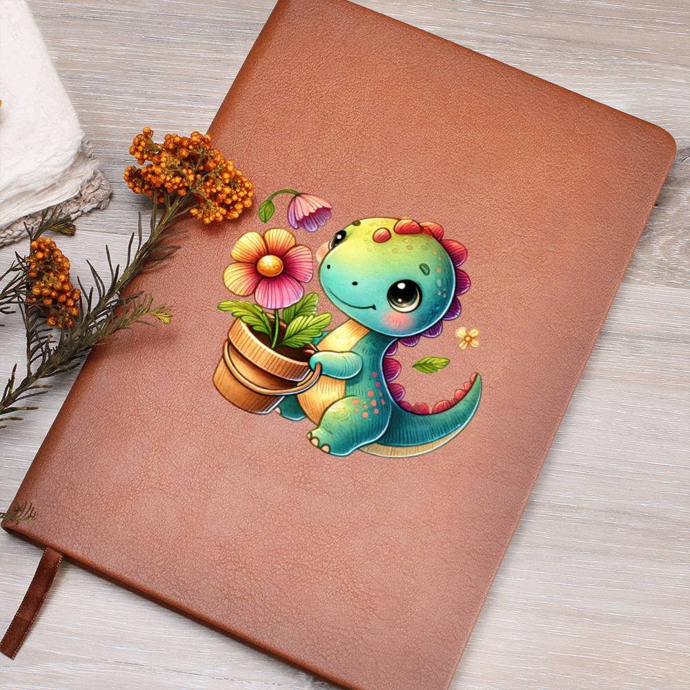 Colorful Baby Dinosaur 006 - Vegan Leather Journal