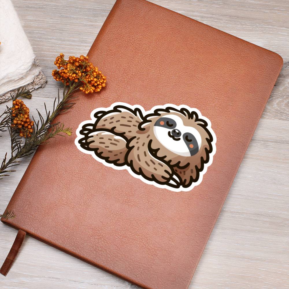 Cute Sloth bear sticker 168 - Vegan Leather Journal