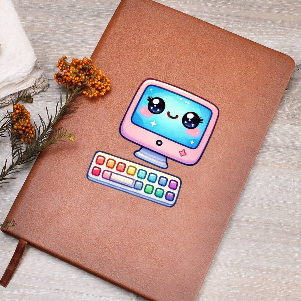 Cute Back to School Sticker 059 - Vegan Leather Journal