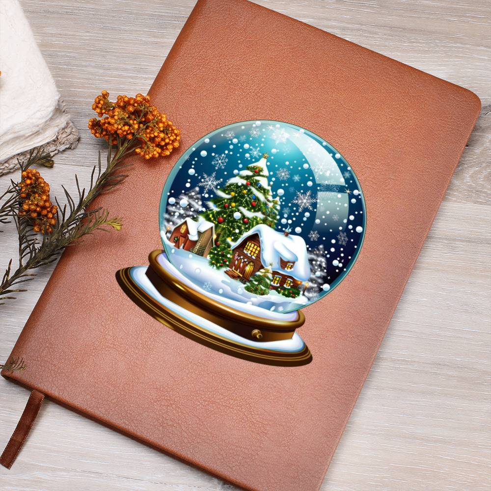 Watercolor Christmas Snow Globe 026 - Vegan Leather Journal