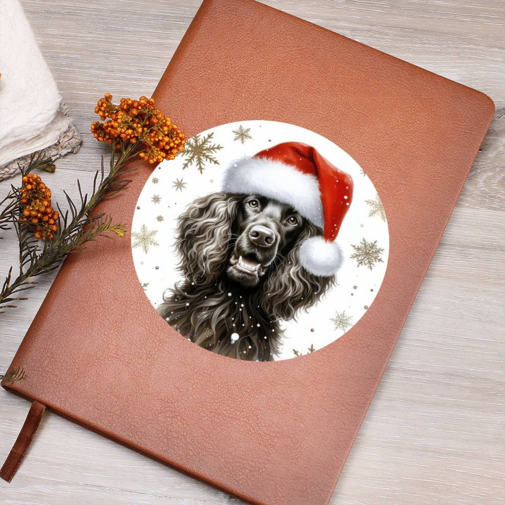 Christmas Dog - Irish Water Spaniel - Vegan Leather Journal