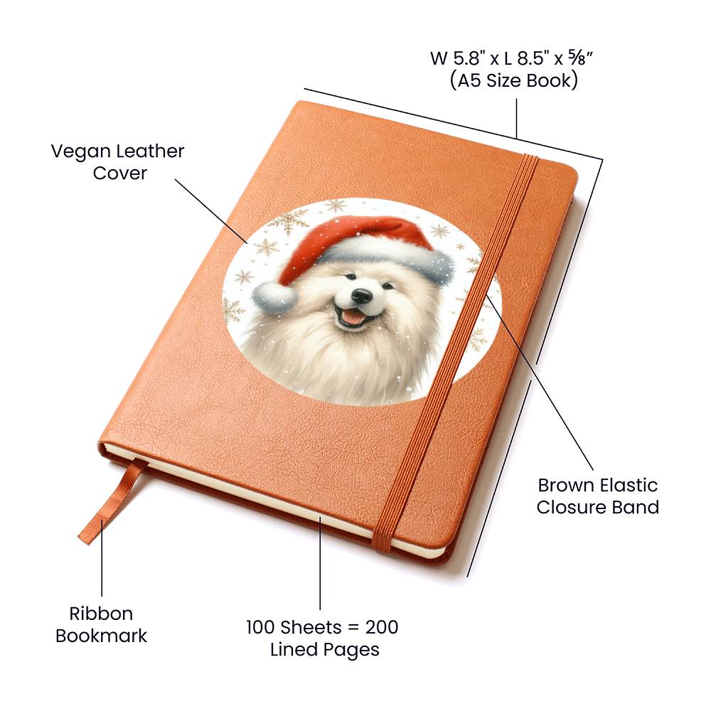 Christmas Dog - Samoyed - Vegan Leather Journal