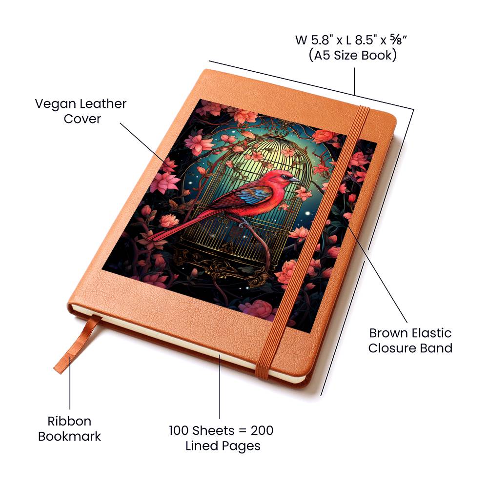 Birds And Floral Design 173 - Vegan Leather Journal