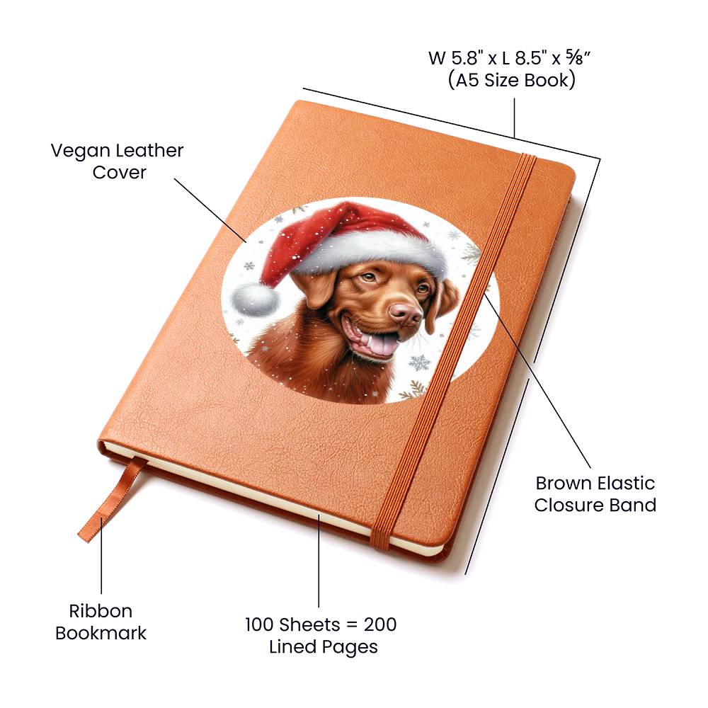 Christmas Dog - Chesapeake Bay Retriever - Vegan Leather Journal