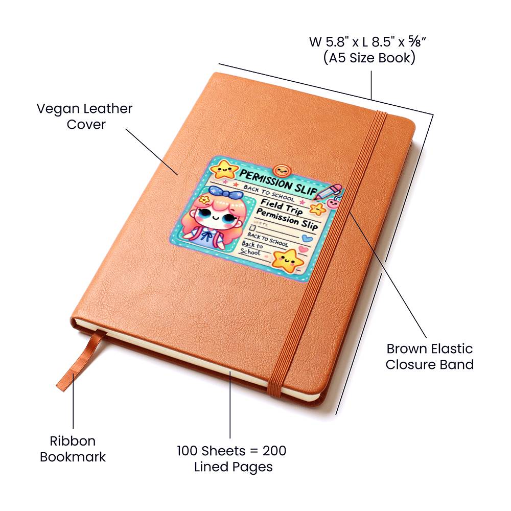 Cute Back to School Sticker 071 - Vegan Leather Journal
