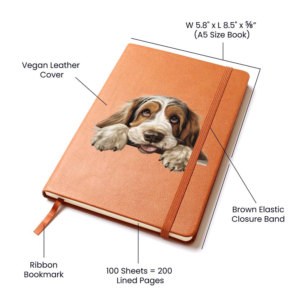 Grand Basset Griffon Vendeen Peeking - Vegan Leather Journal