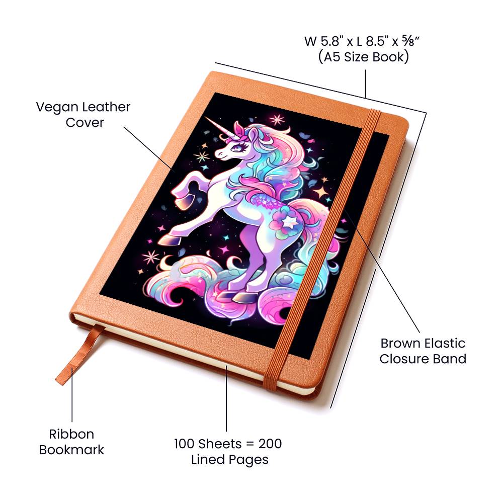 Cute Unicorn 043 - Vegan Leather Journal