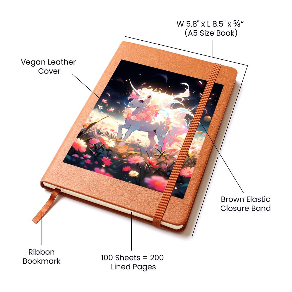 Cute Unicorn 053 - Vegan Leather Journal