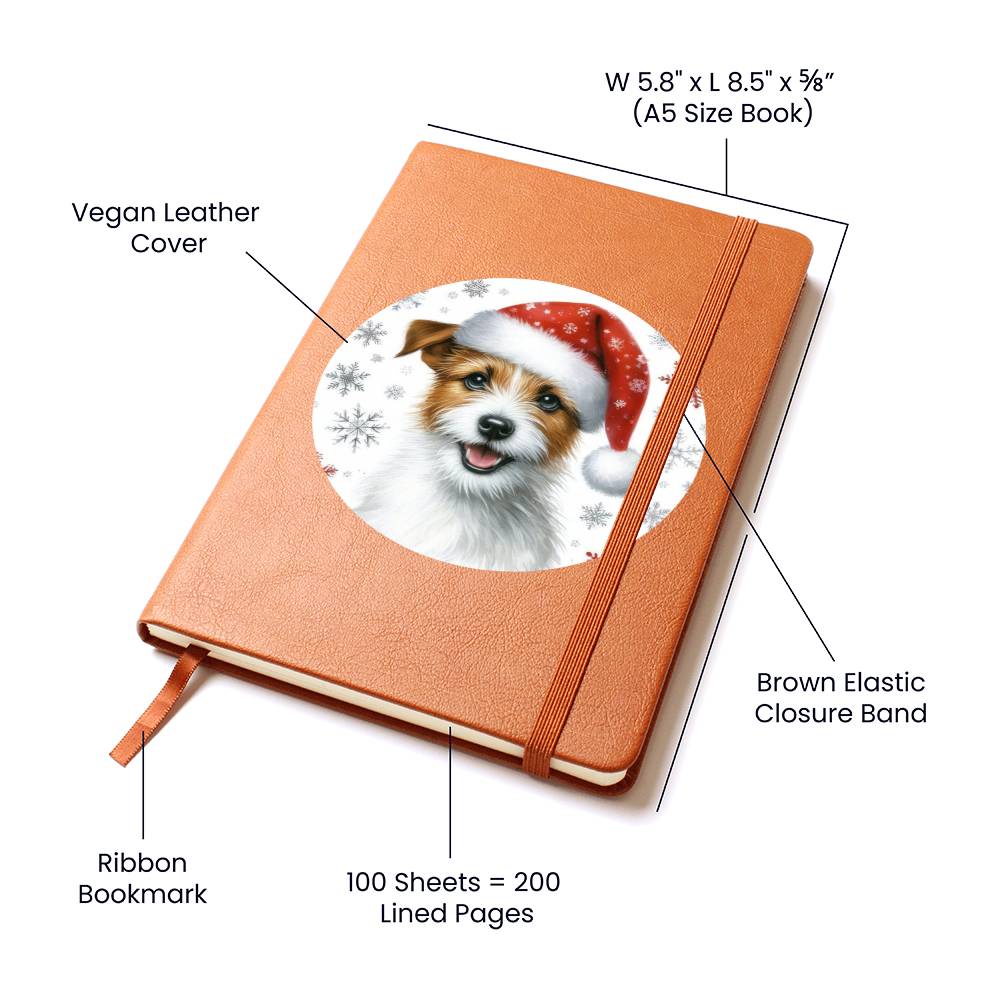 Christmas Dog - Jack Russell Terrier - Vegan Leather Journal