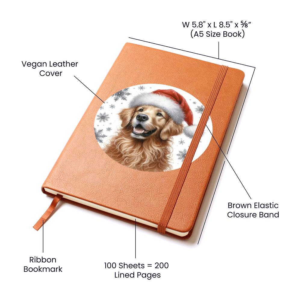 Christmas Dog - Curly-Coated Retriever - Vegan Leather Journal