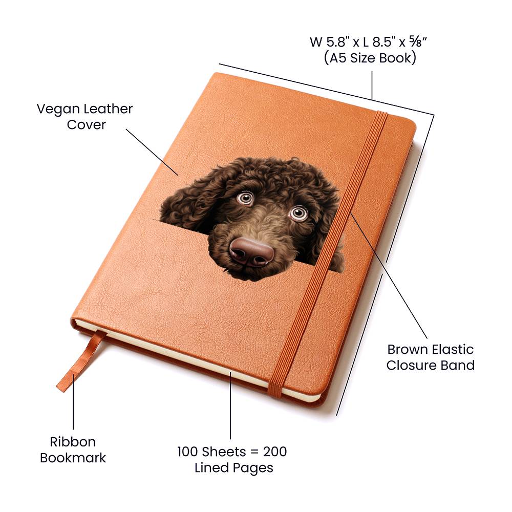 Irish Water Spaniel Peeking - Vegan Leather Journal