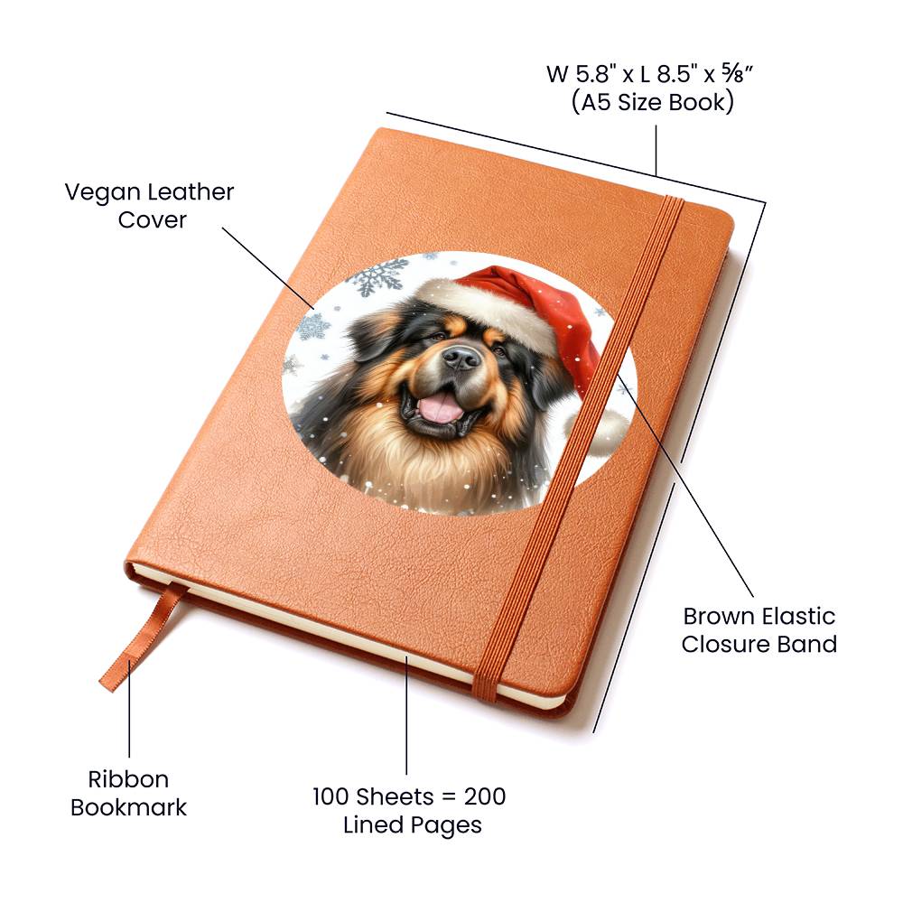Christmas Dog - Tibetan Mastiff - Vegan Leather Journal
