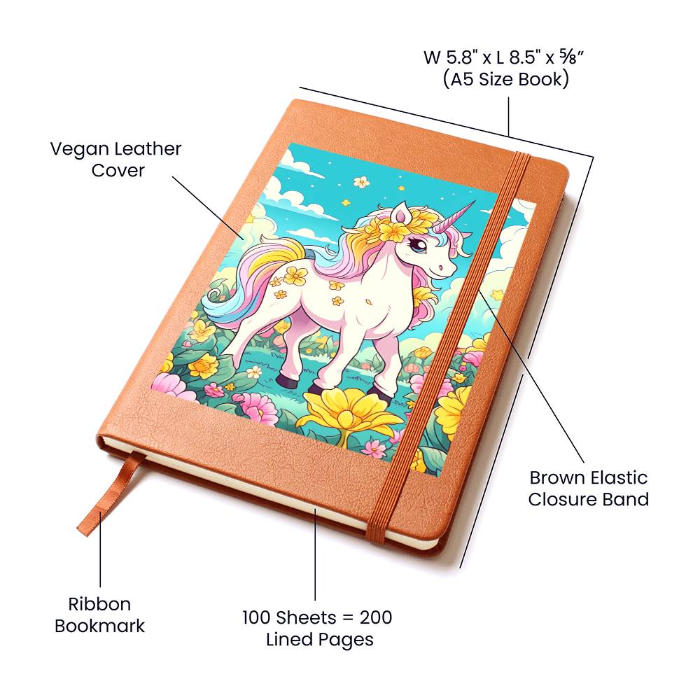 Cute Unicorn 119 - Vegan Leather Journal