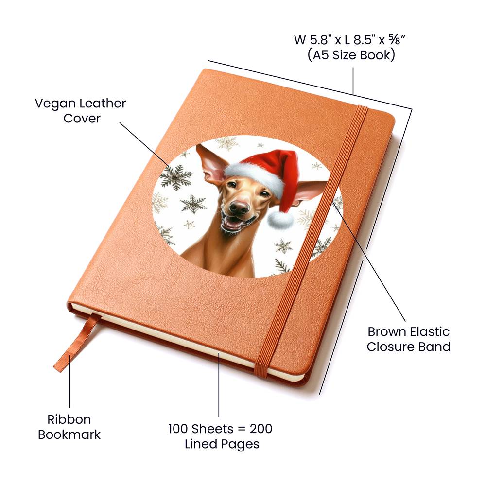 Christmas Dog - Pharaoh Hound - Vegan Leather Journal