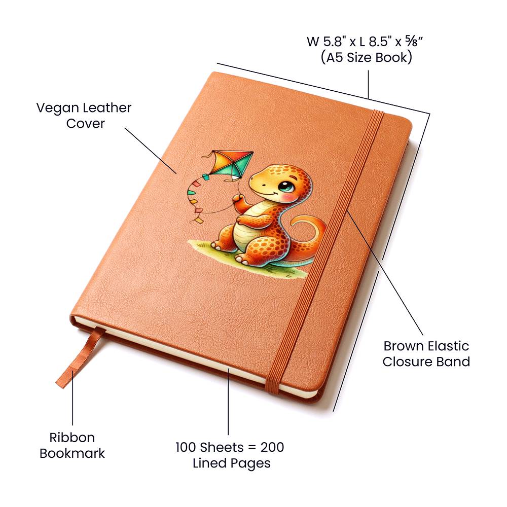Colorful Baby Dinosaur 096 - Vegan Leather Journal