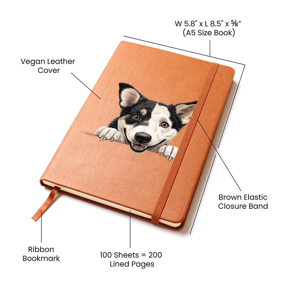 Canaan Dog Peeking - Vegan Leather Journal