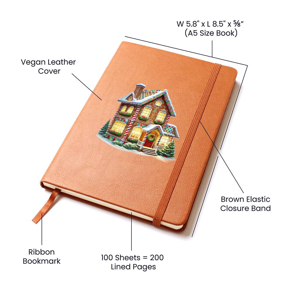 Christmas Gingerbread House 013 - Vegan Leather Journal
