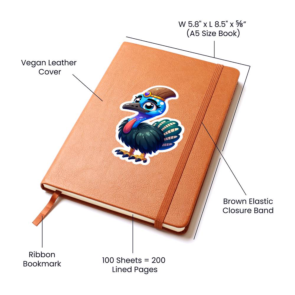 Cute Cassowary sticker 23 - Vegan Leather Journal