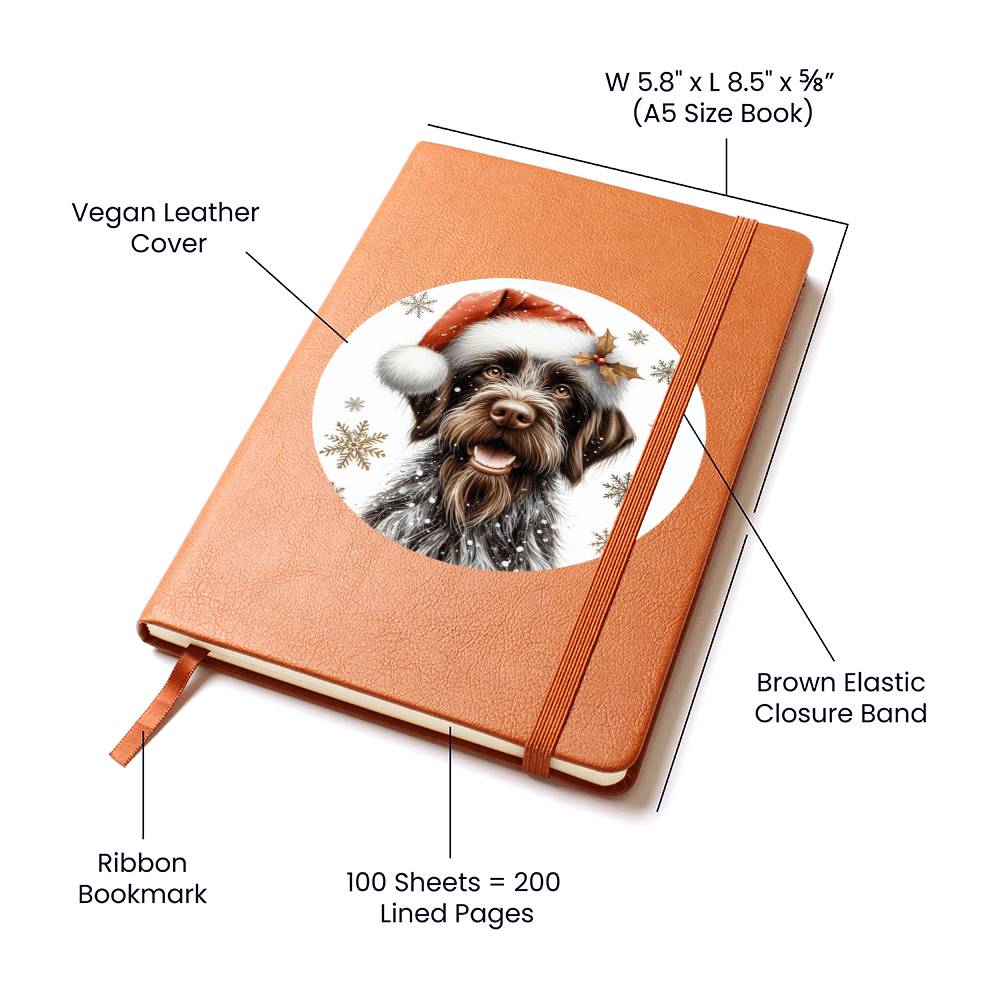 Christmas Dog - German Wirehaired Pointer - Vegan Leather Journal