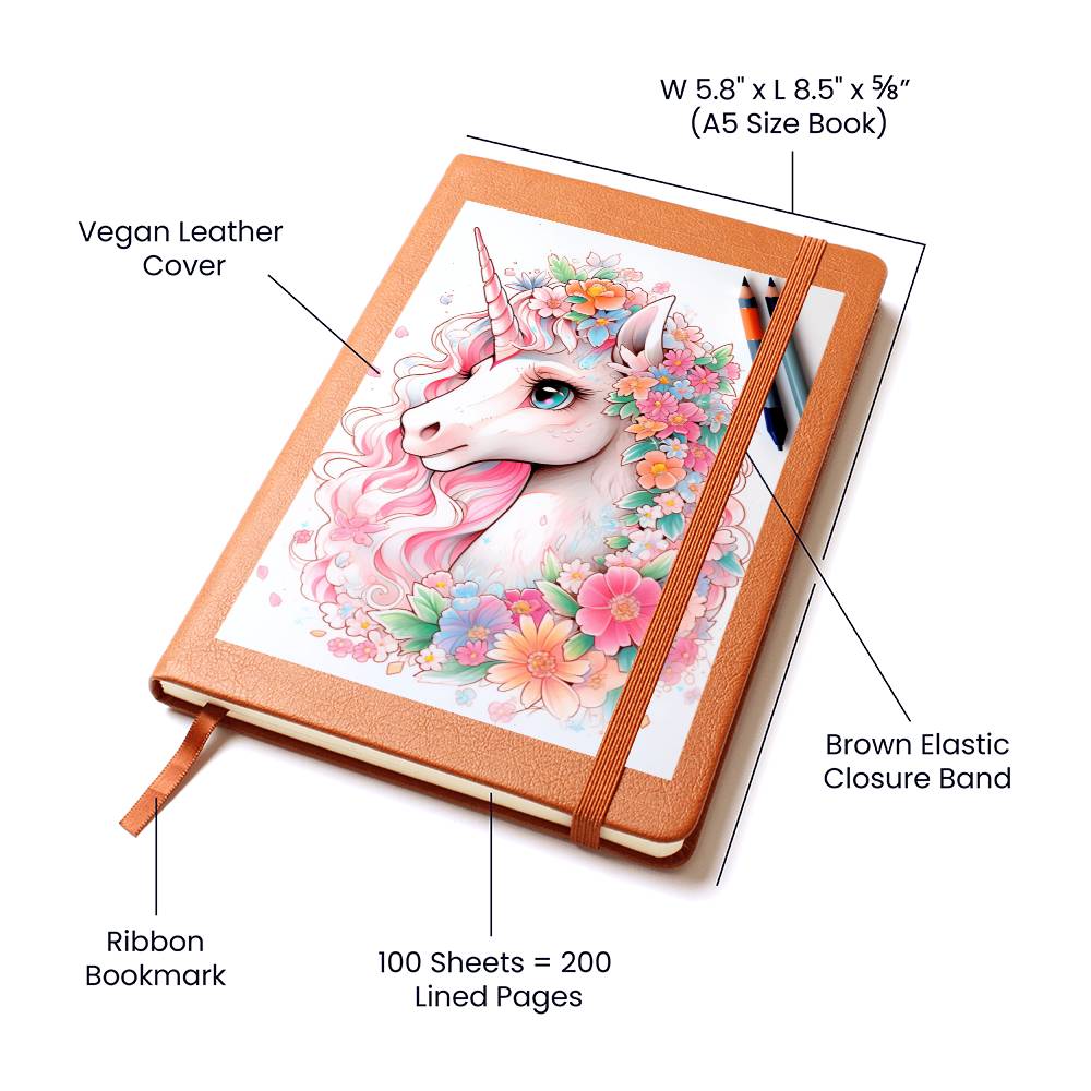 Cute Unicorn 099 - Vegan Leather Journal