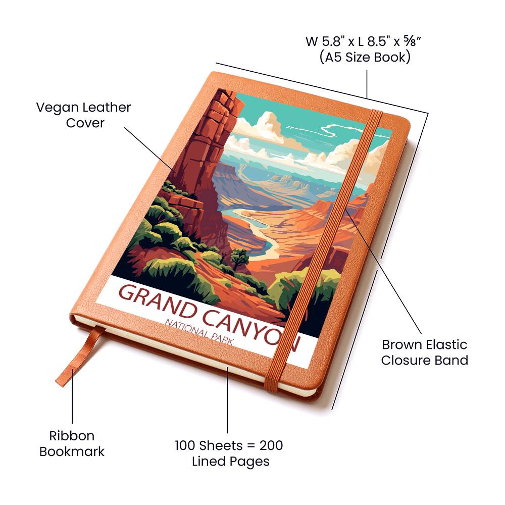 Famous Travel Destinations - Grand Canyon National Park, Arizona - Vegan Leather Journal