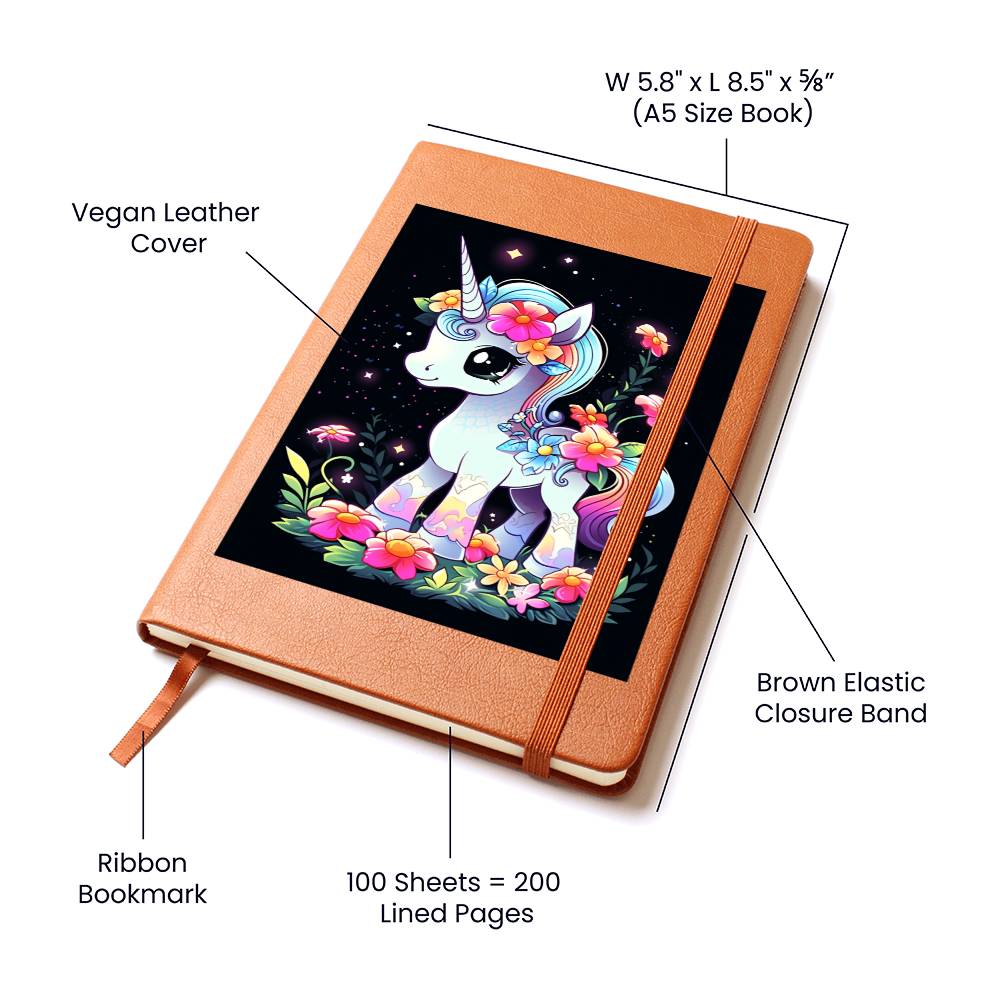 Cute Unicorn 001 - Vegan Leather Journal