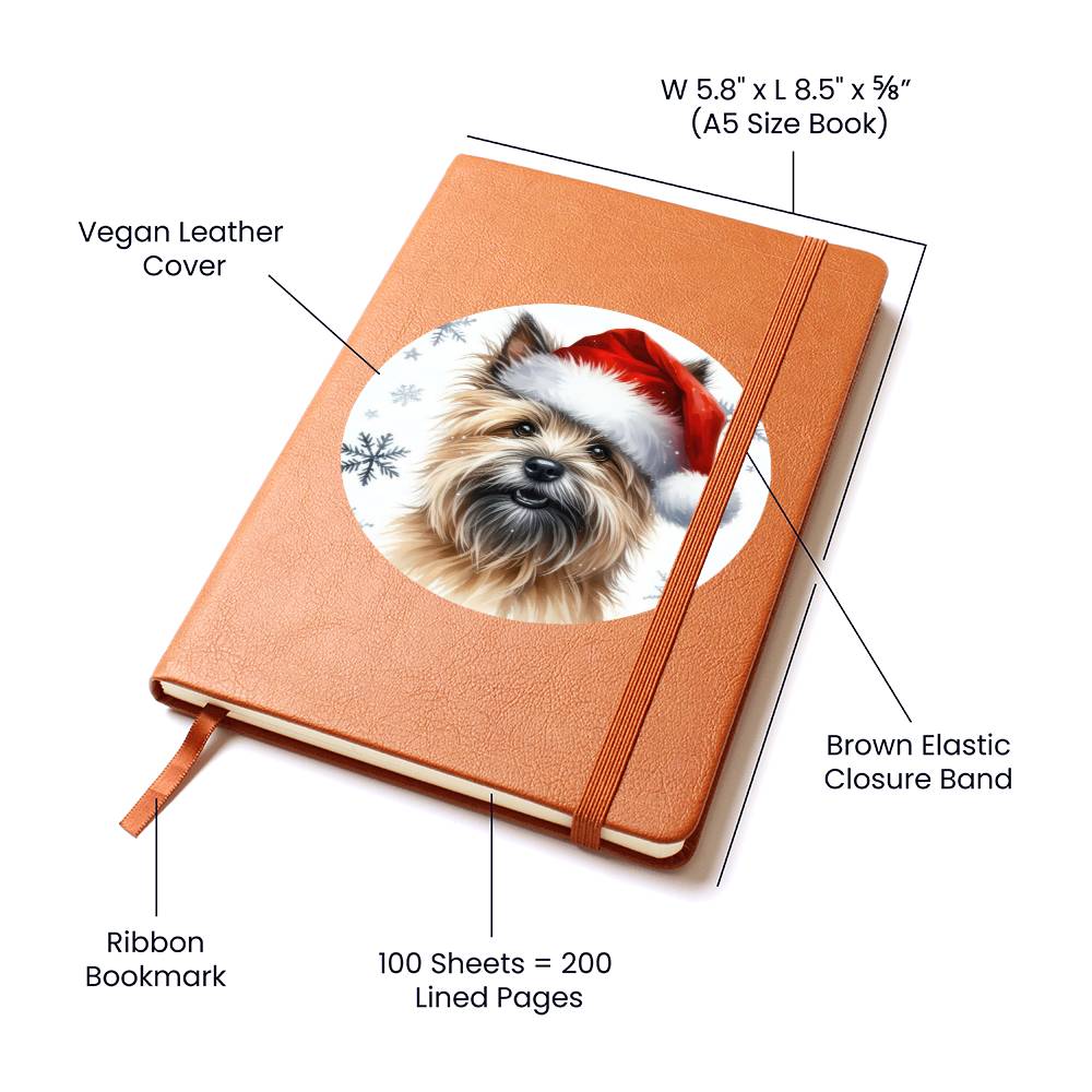 Christmas Dog - Cairn Terrier - Vegan Leather Journal