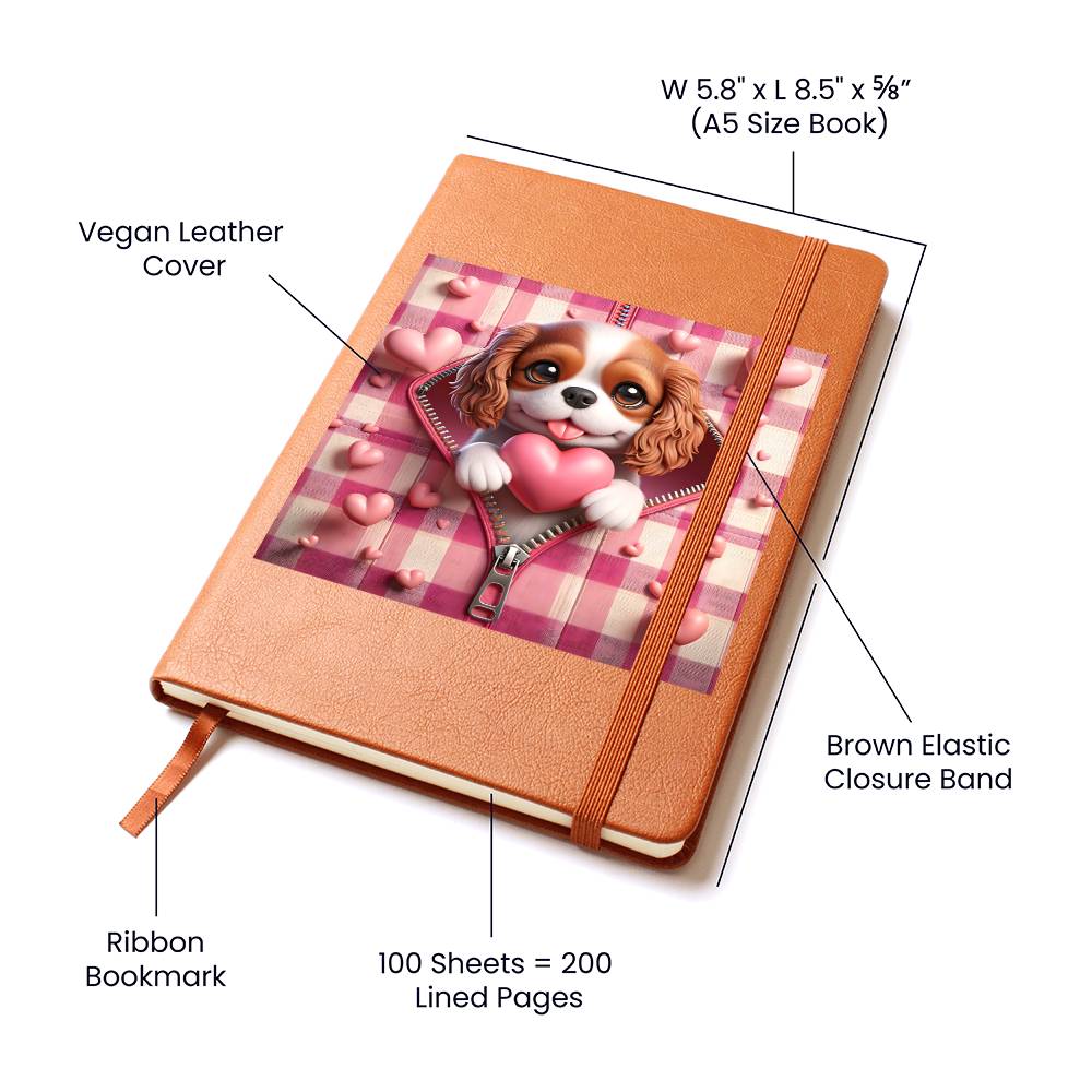 Valentine's Day Dog And Zipper 029 - Vegan Leather Journal