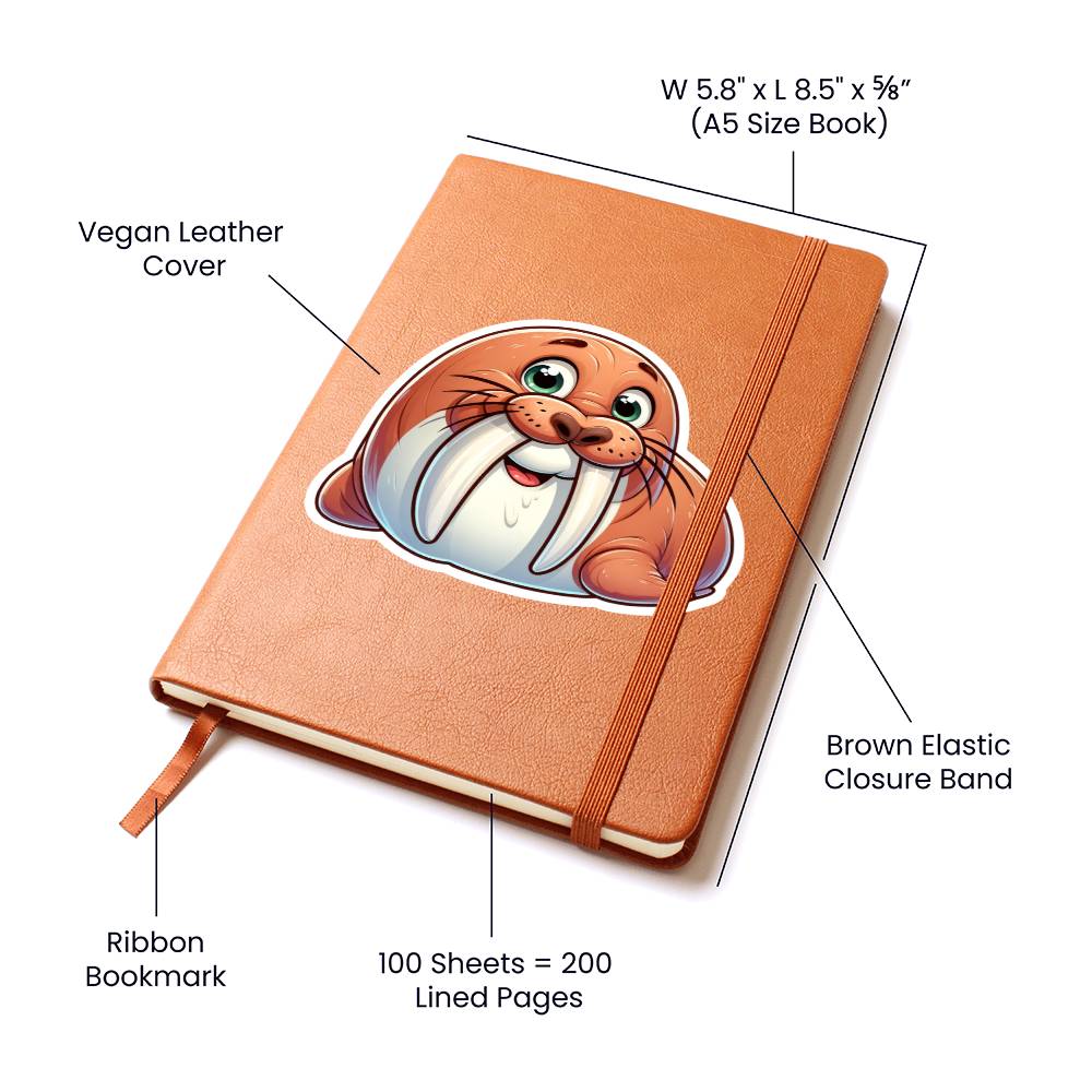 Cute Walrus sticker 211 - Vegan Leather Journal
