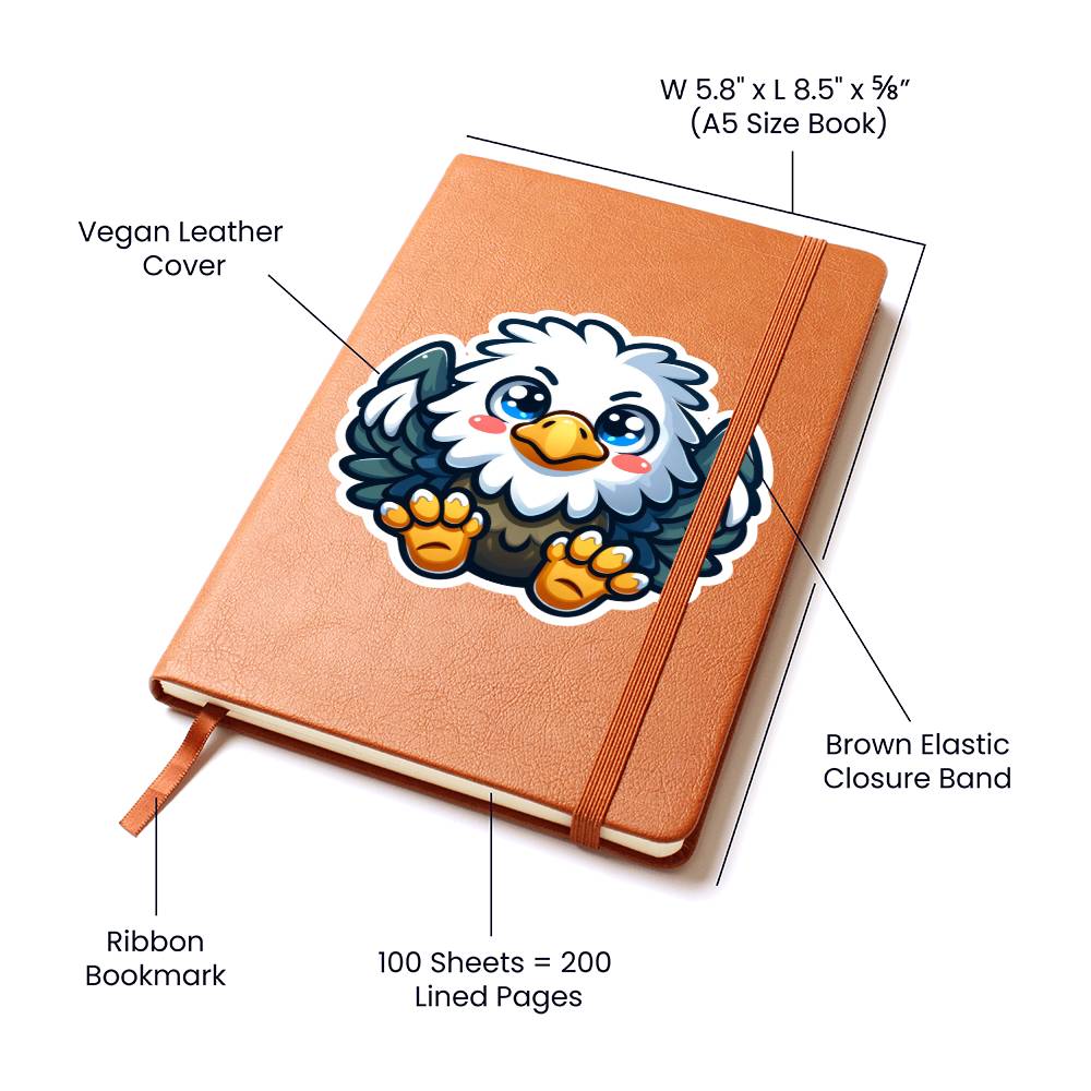 Cute Eagle sticker 43 - Vegan Leather Journal