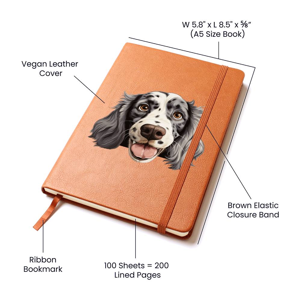 English Setter Peeking - Vegan Leather Journal