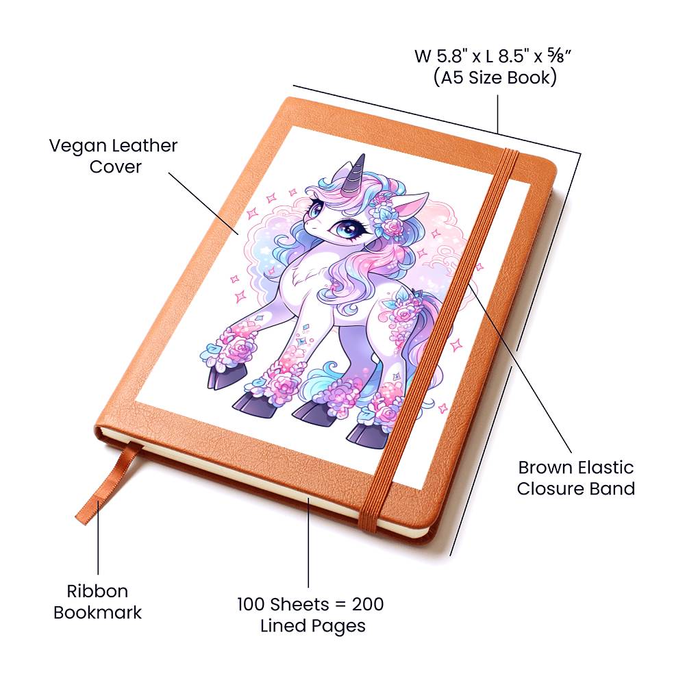 Cute Unicorn 044 - Vegan Leather Journal