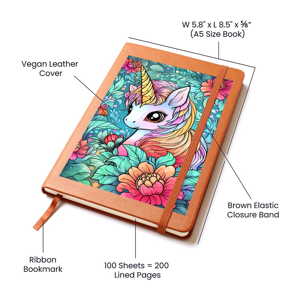 Cute Unicorn 031 - Vegan Leather Journal
