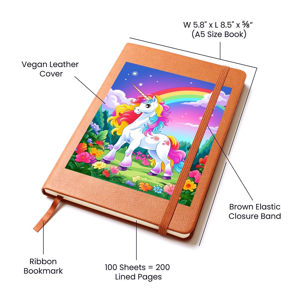 Cute Unicorn 058 - Vegan Leather Journal