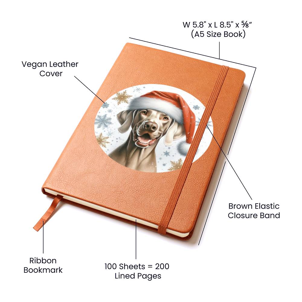Christmas Dog - Weimaraner - Vegan Leather Journal