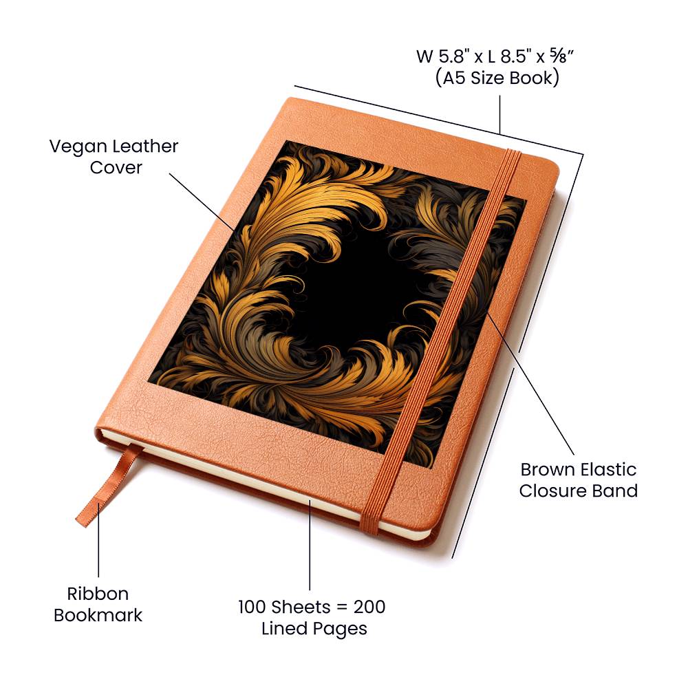 Ornate Gold Cover 008 - Vegan Leather Journal