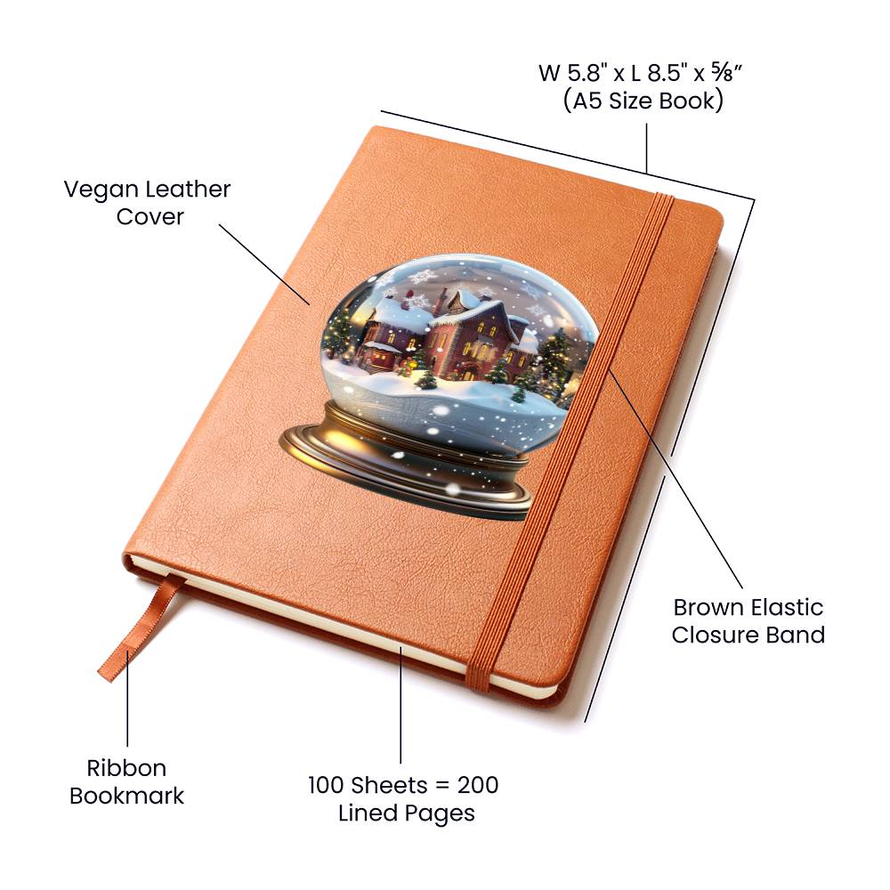 Watercolor Christmas Snow Globe 044 - Vegan Leather Journal