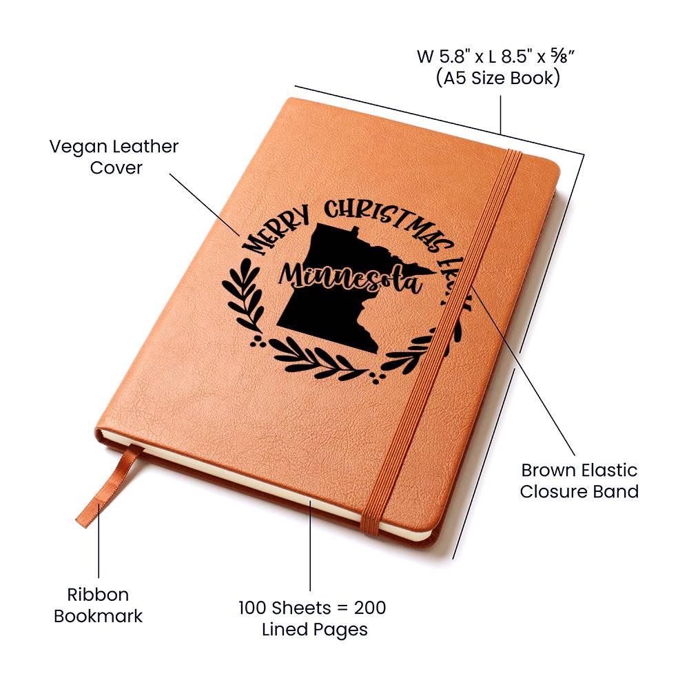 Merry Christmas From Minnesota - Vegan Leather Journal