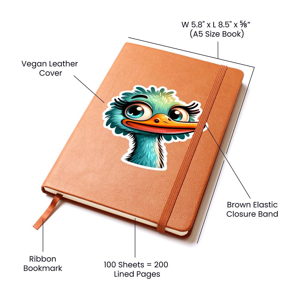 Cute Ostrich sticker 112 - Vegan Leather Journal