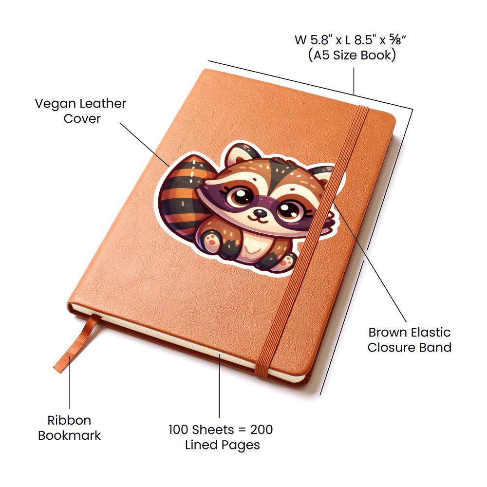 Cute Raccoon sticker 139 - Vegan Leather Journal