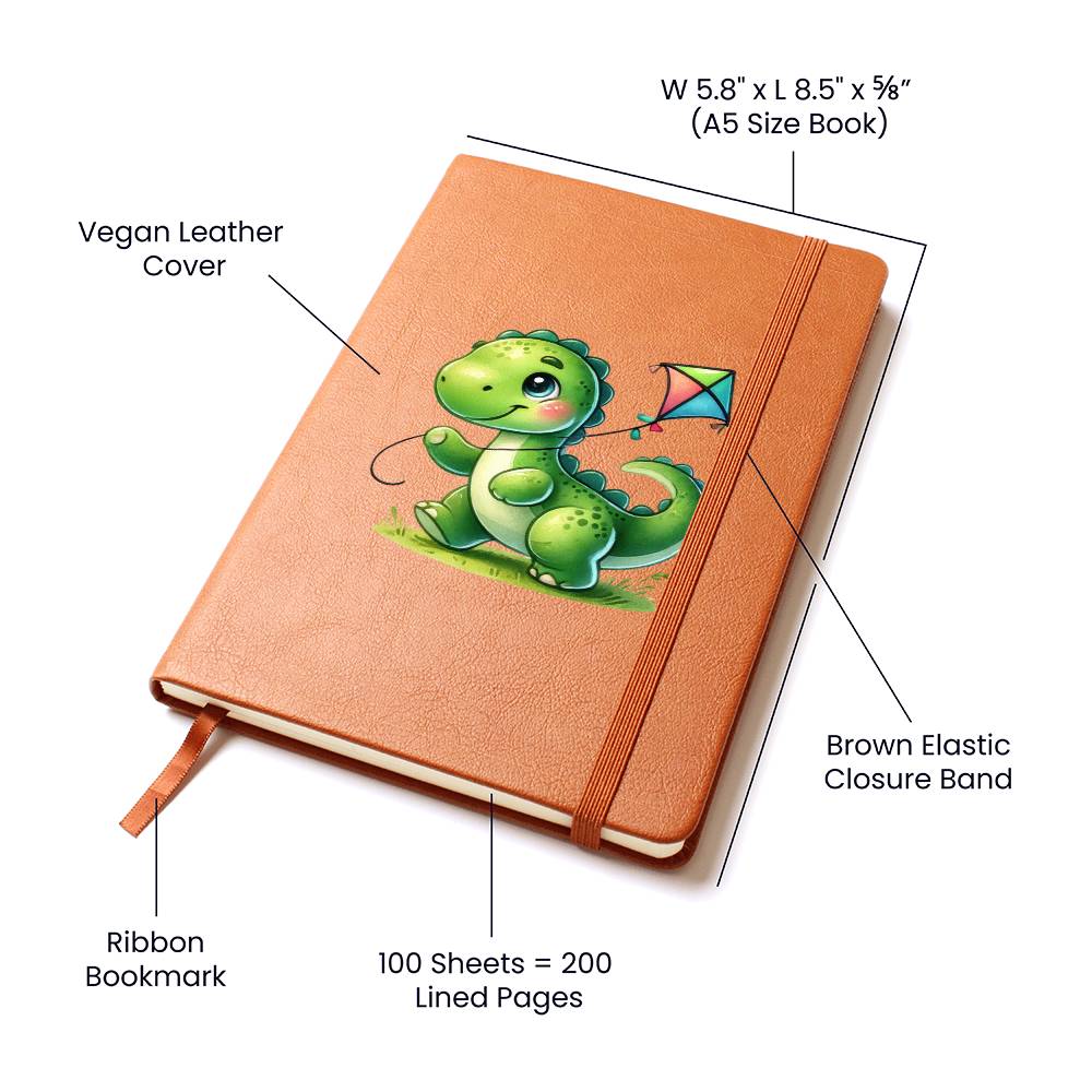 Colorful Baby Dinosaur 031 - Vegan Leather Journal