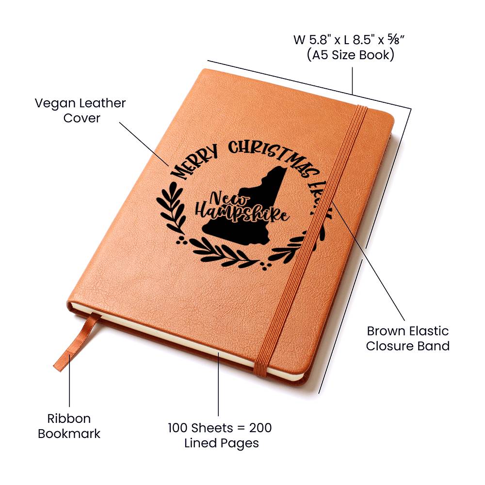 Merry Christmas From New Hampshire - Vegan Leather Journal