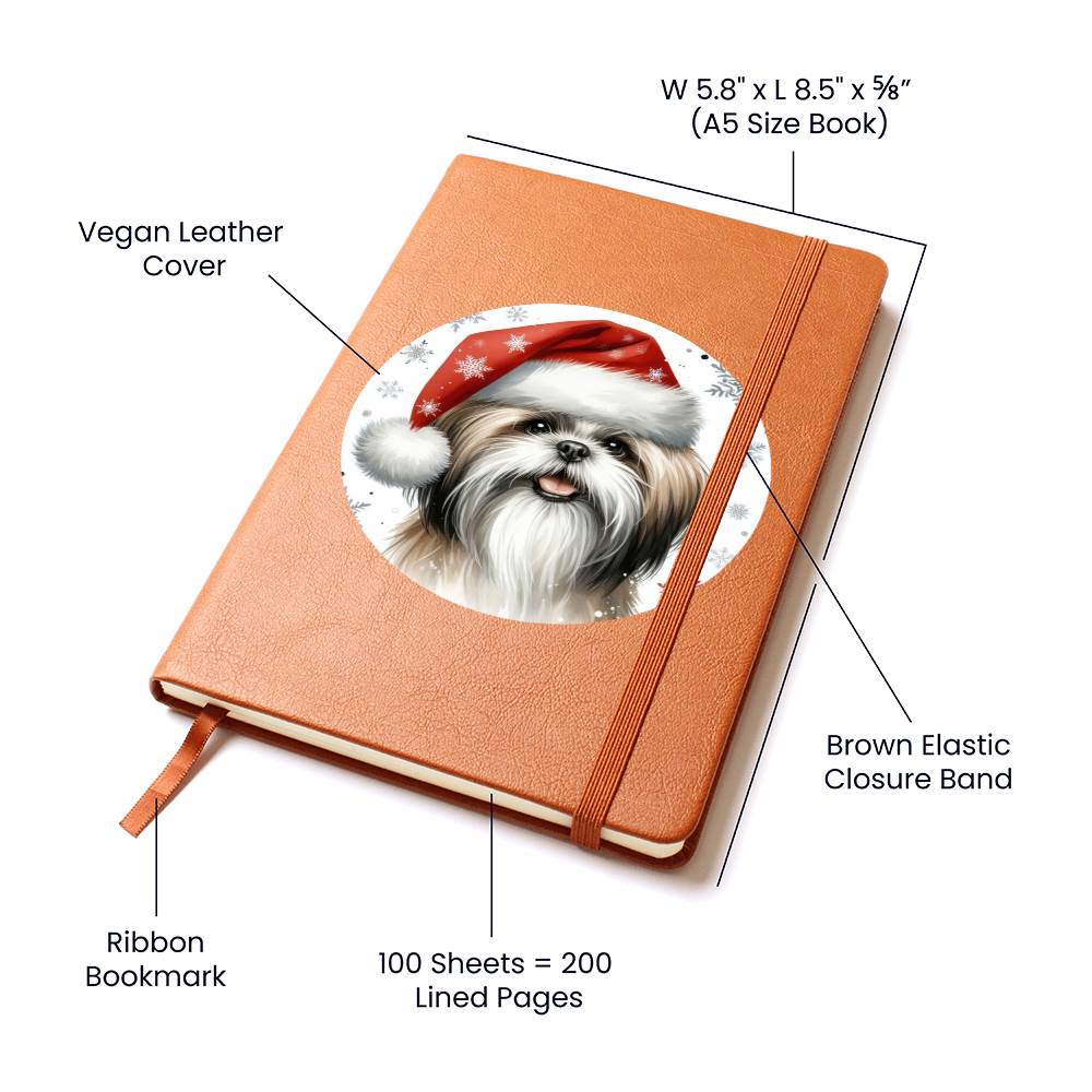 Christmas Dog - Shih Tzu - Vegan Leather Journal