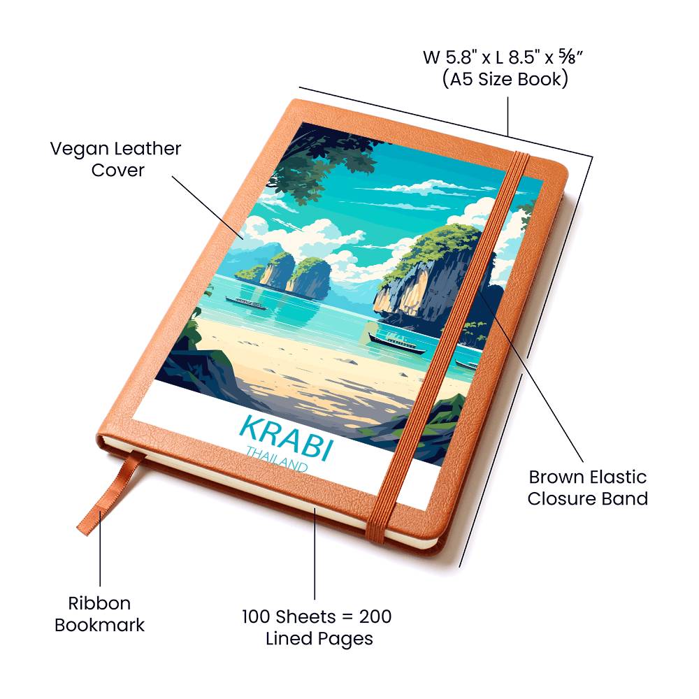 Famous Travel Destinations - Krabi, Thailand - Vegan Leather Journal