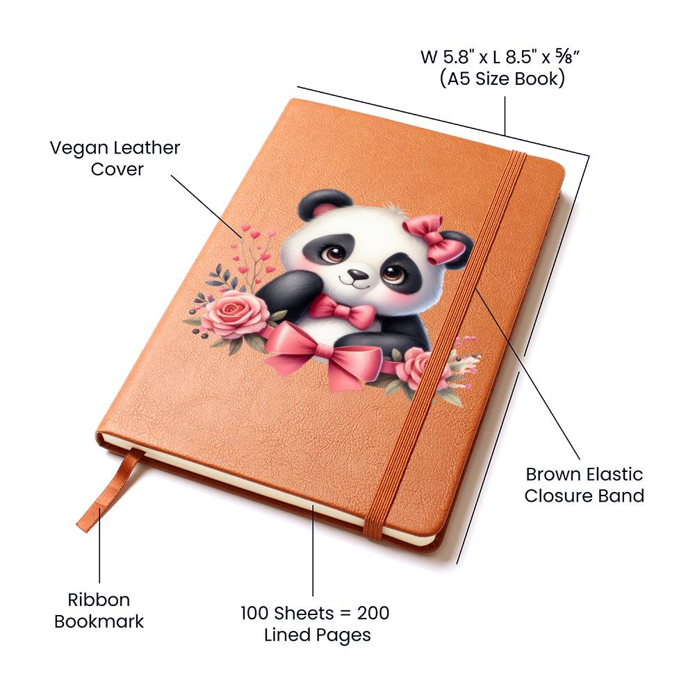 Valentine's Day Panda 021 - Vegan Leather Journal
