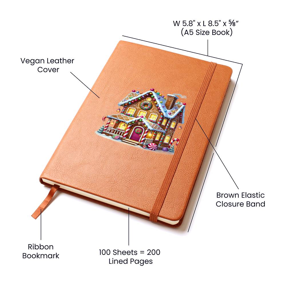 Christmas Gingerbread House 005 - Vegan Leather Journal