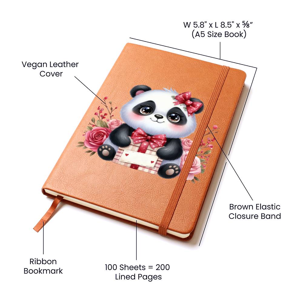 Valentine's Day Panda 009 - Vegan Leather Journal