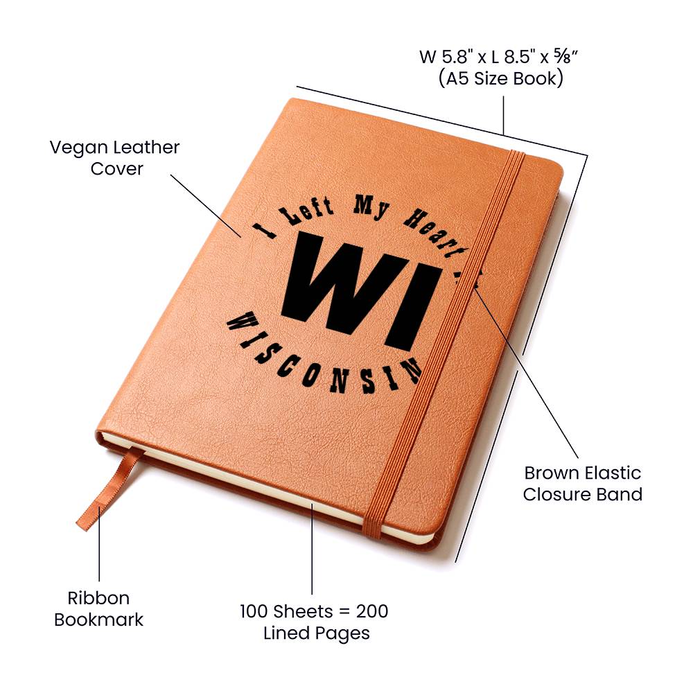 Heart In Wisconsin v01 - Vegan Leather Journal